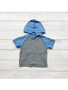 Hanna Andersson Toddler Boys Blue Gray Short Sleeve Hoodie Top UV 3T
